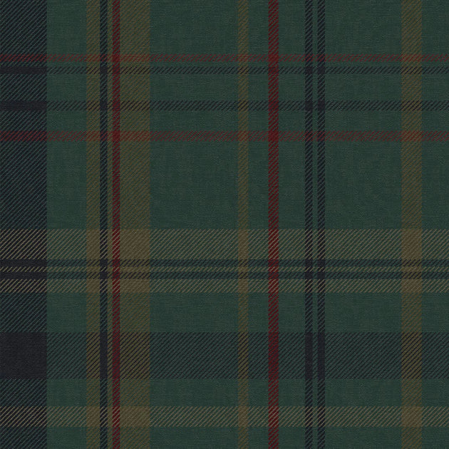 Heritage Tartan Wallpaper in Pine Green and Oxford Blue