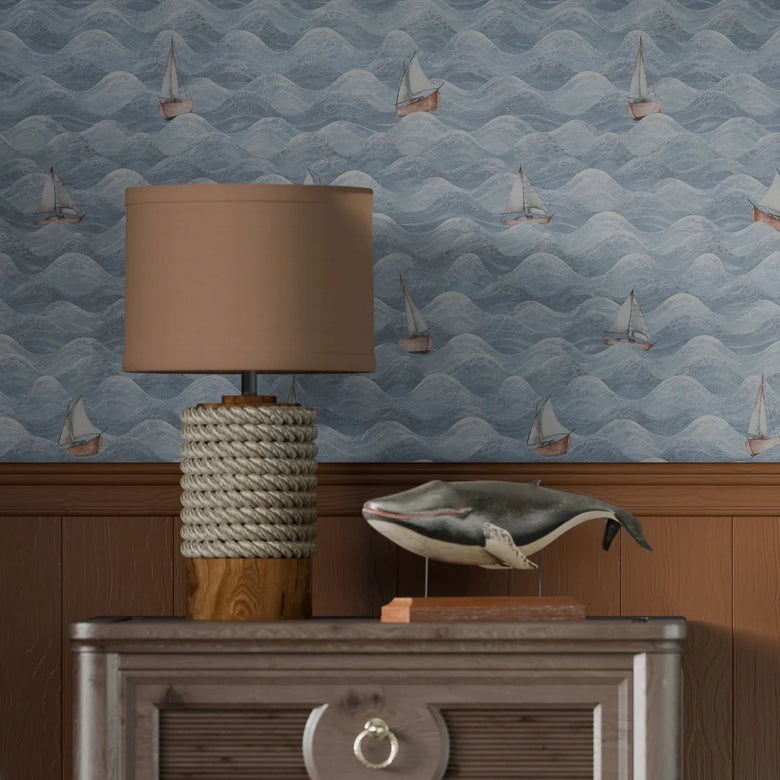 High Tide Wallpaper in Cornflower Blue