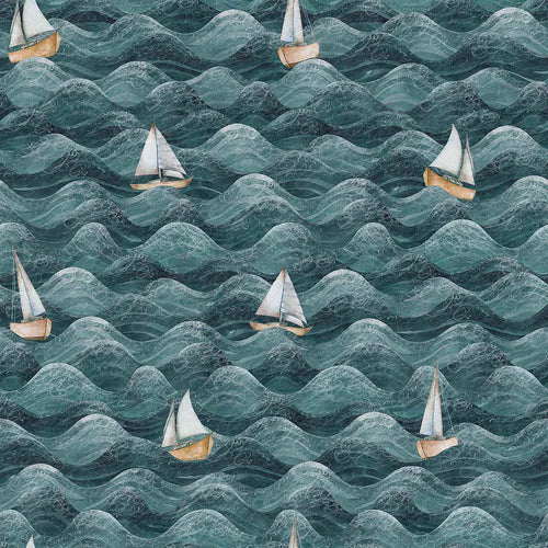 Sample of High Tide Wallpaper in Teal