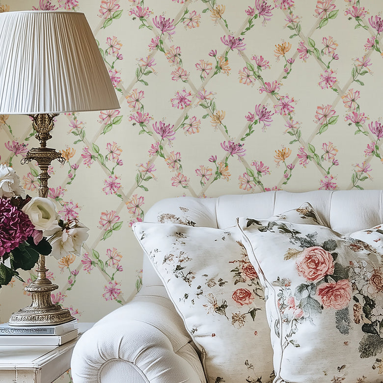 Honeysuckle Wallpaper in Cream