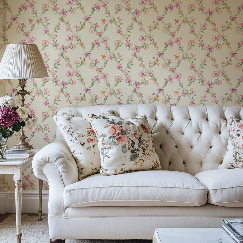 Honeysuckle Wallpaper in Cream