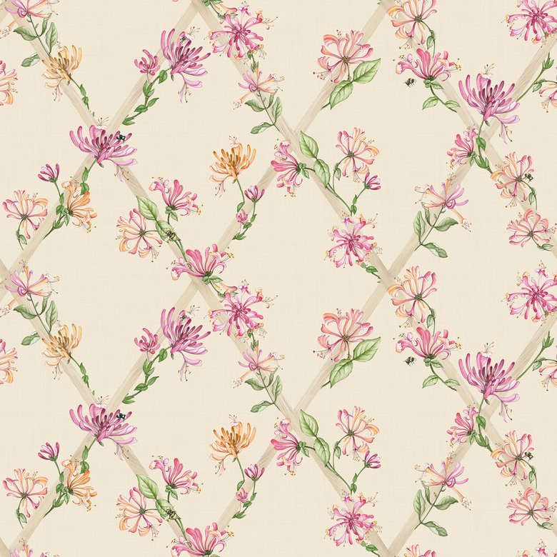 Honeysuckle Wallpaper in Cream