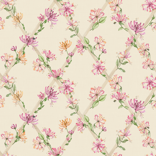 Sample of Honeysuckle Wallpaper in Cream