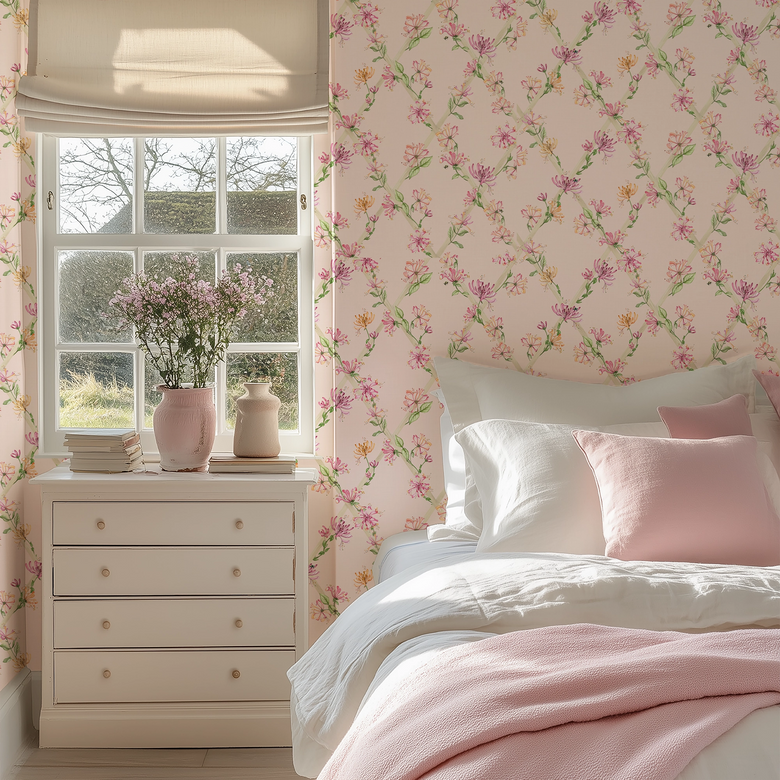 Honeysuckle Wallpaper in Pink
