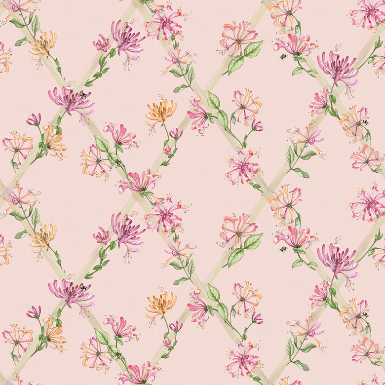 Honeysuckle Wallpaper in Pink