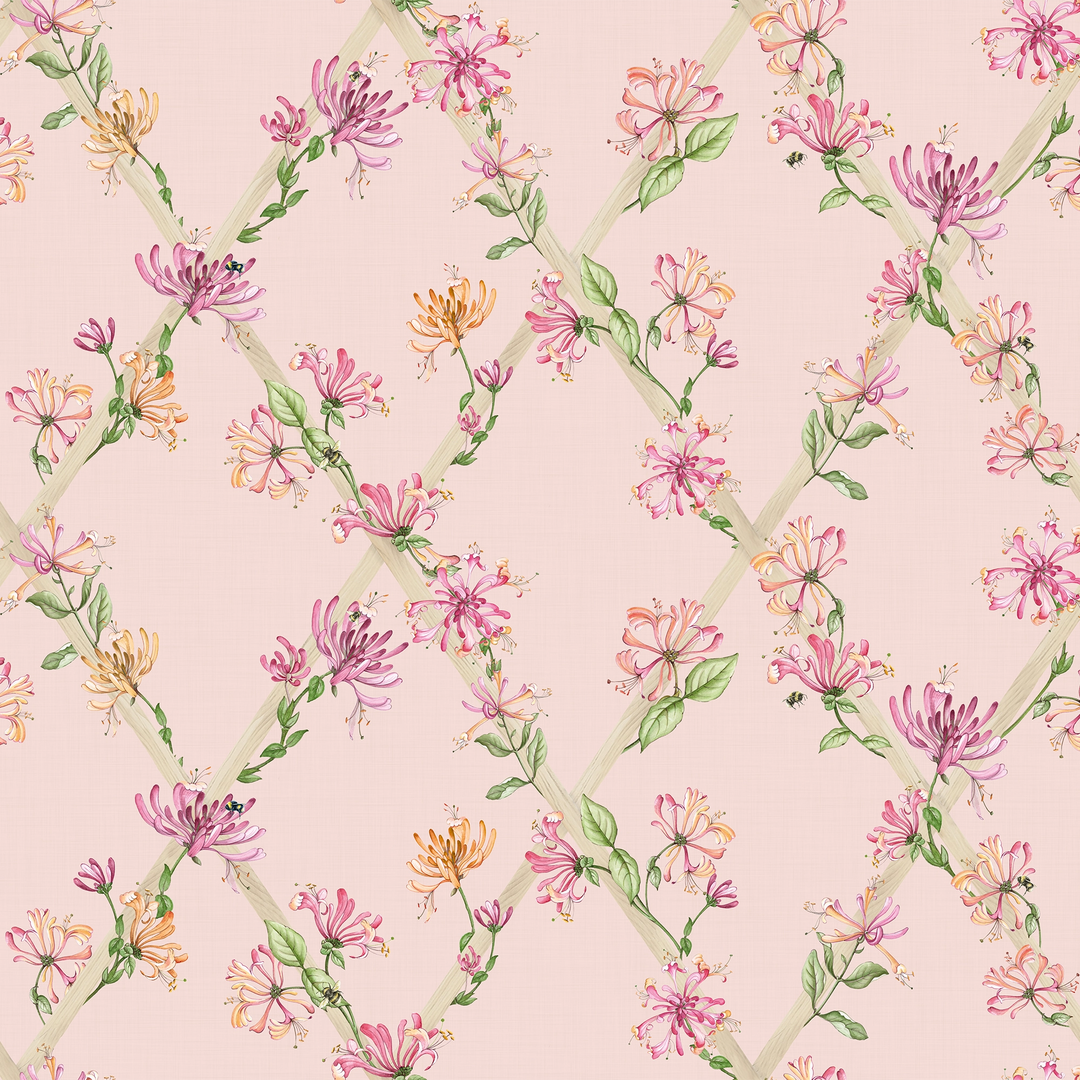 Sample of Honeysuckle Wallpaper in Pink