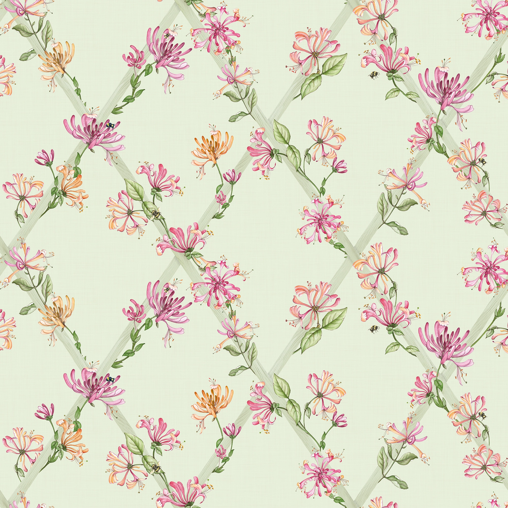 Honeysuckle Wallpaper in Sage Green