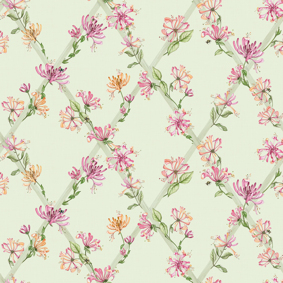 Sample of Honeysuckle Wallpaper in Sage Green