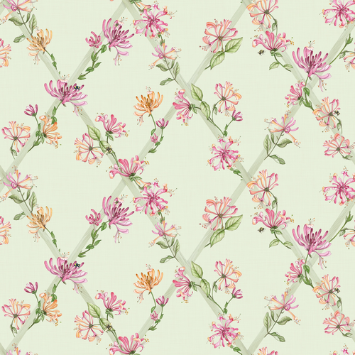 Sample of Honeysuckle Wallpaper in Sage Green