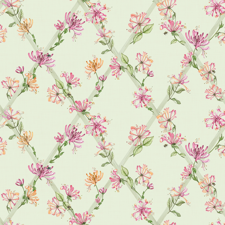Sample of Honeysuckle Wallpaper in Sage Green
