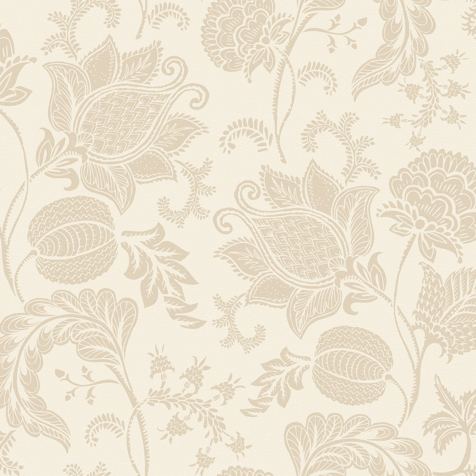 Jacobean Bloom Wallpaper in Latte on Warm Cream