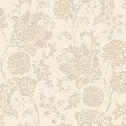Jacobean Bloom Wallpaper in Latte on Warm Cream