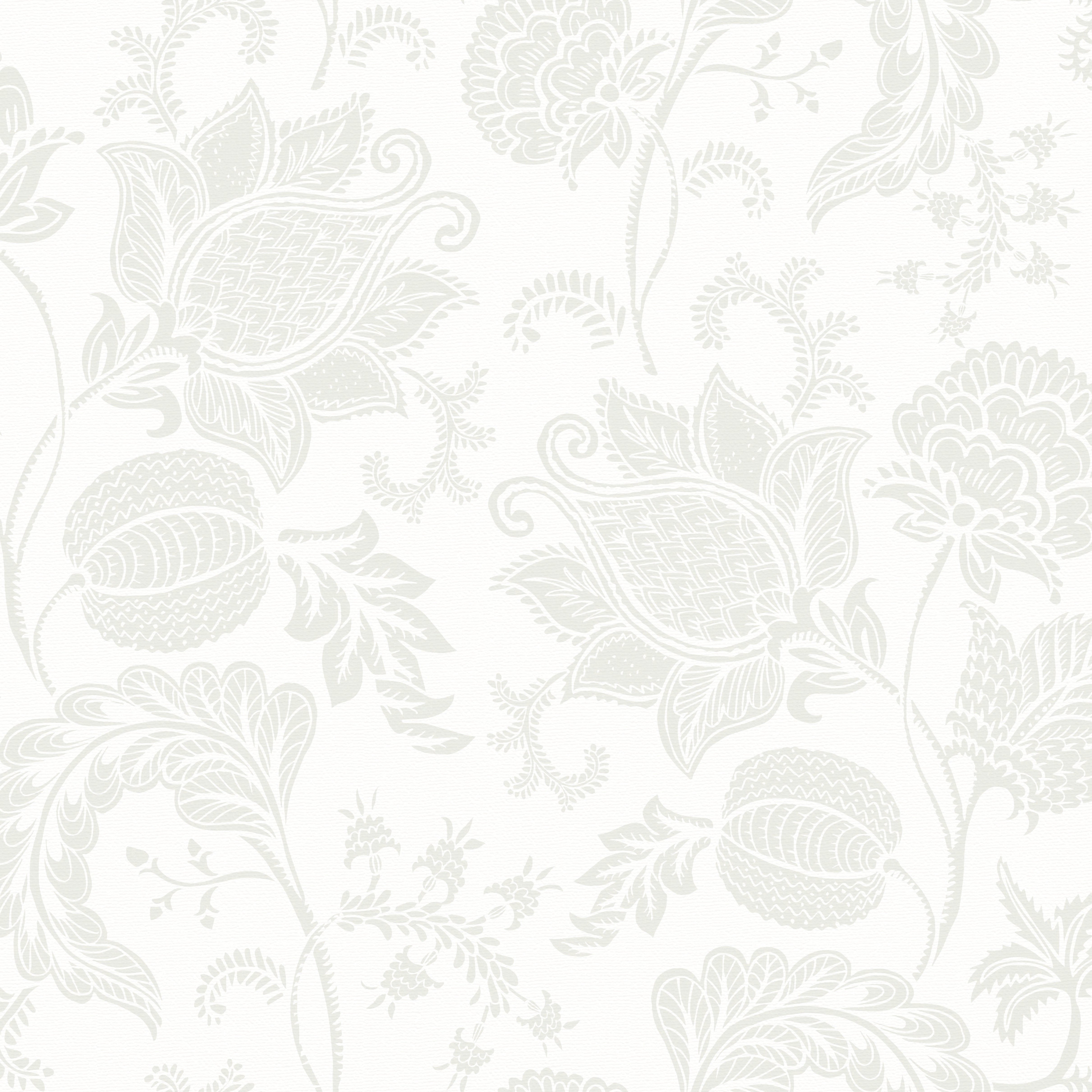 Jacobean Bloom Wallpaper in Light Sage on Milk Foam