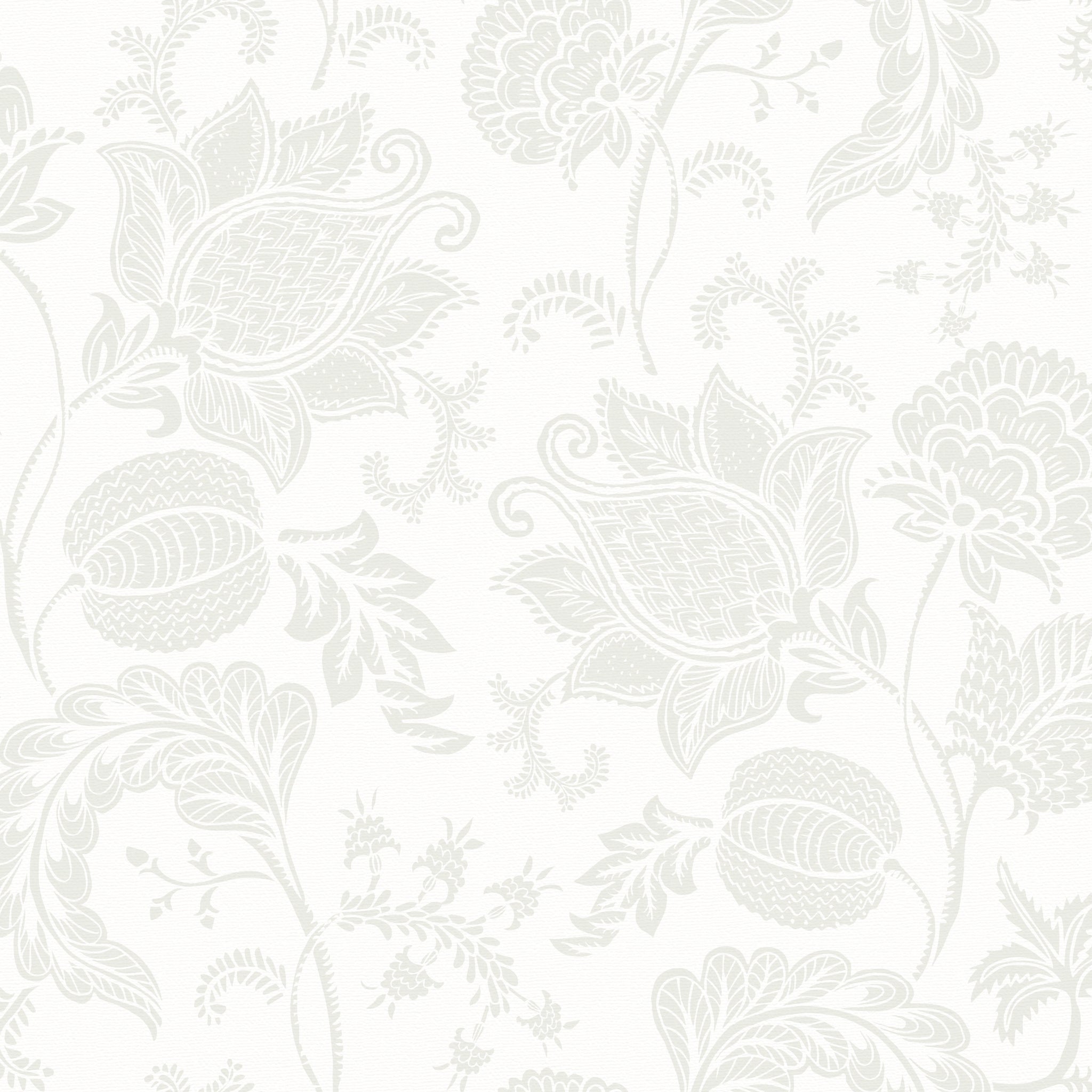 Jacobean Bloom Wallpaper in Light Sage on Milk Foam