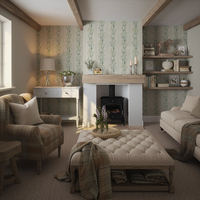 Snowdrop Wallpaper in Cream