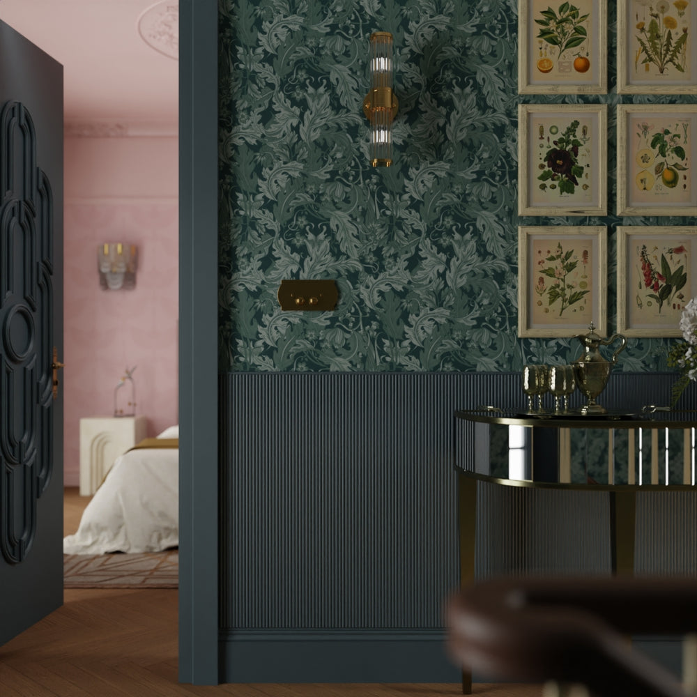 Jardin Wallpaper in Juniper and Rustic Green