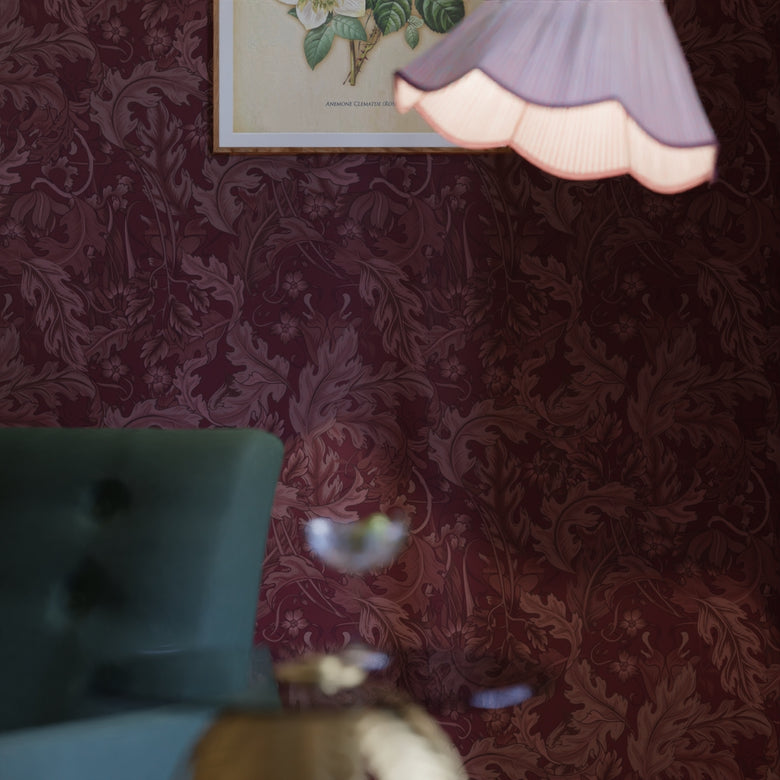 Jardin Wallpaper in Shades of Bordeaux
