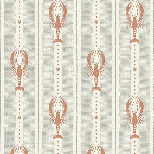 Jersey Lobster Wallpaper in Autumn Spice and Rustic Green