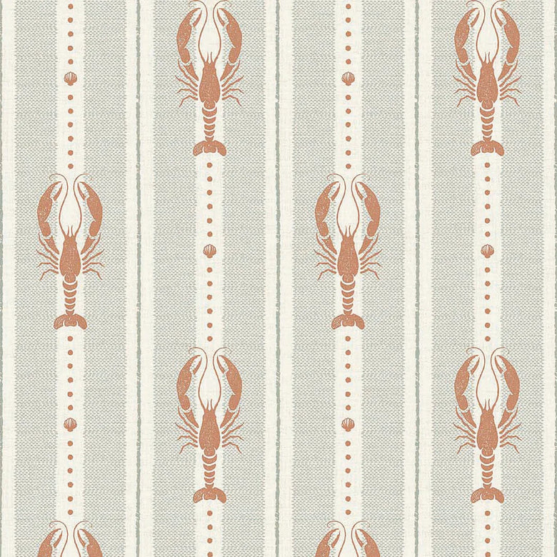 Jersey Lobster Wallpaper in Autumn Spice and Rustic Green