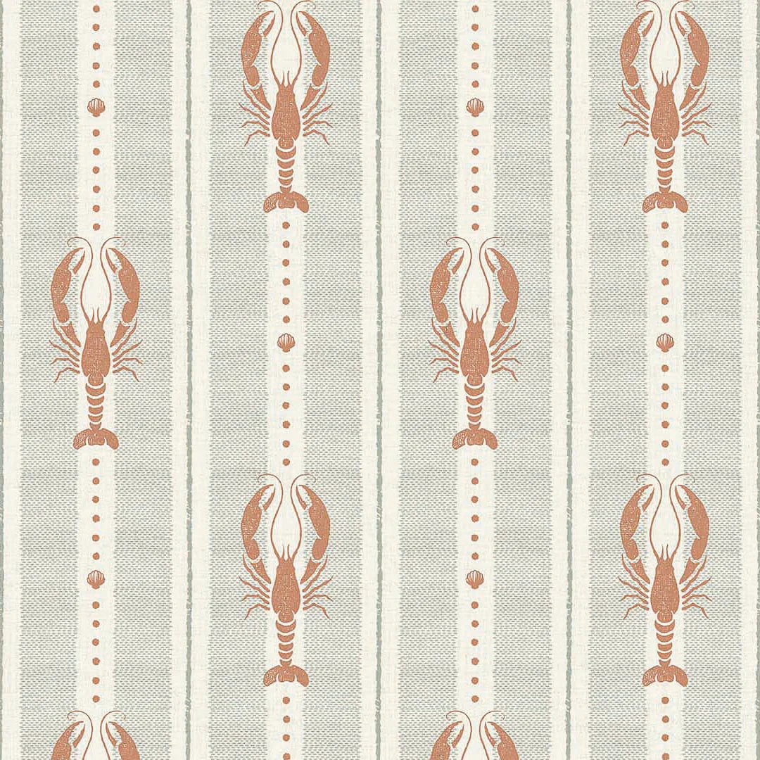 Sample of Jersey Lobster Wallpaper in Autumn Spice and Rustic Green