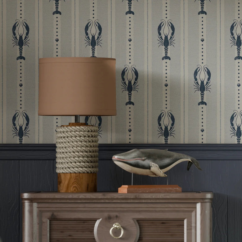 Jersey Lobster Wallpaper in Classic Navy