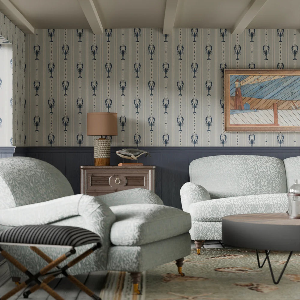Jersey Lobster Wallpaper in Classic Navy