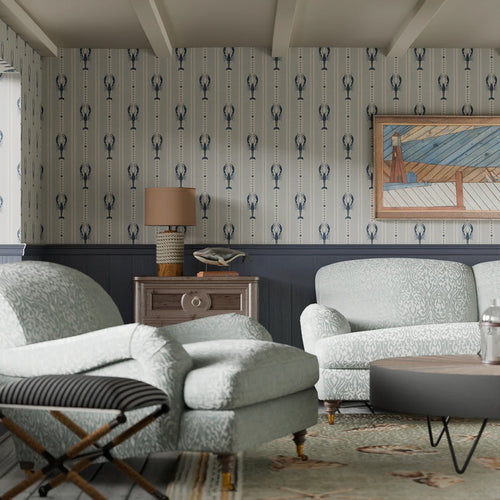 Jersey Lobster Wallpaper in Classic Navy