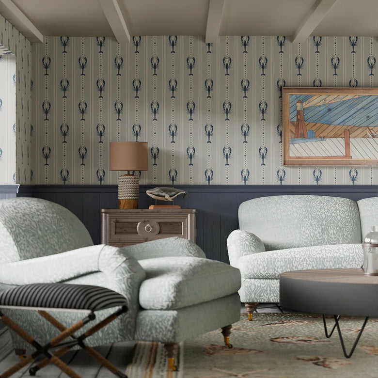 Jersey Lobster Wallpaper in Classic Navy