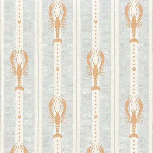 Jersey Lobster Wallpaper in Peach and Mineral Mist