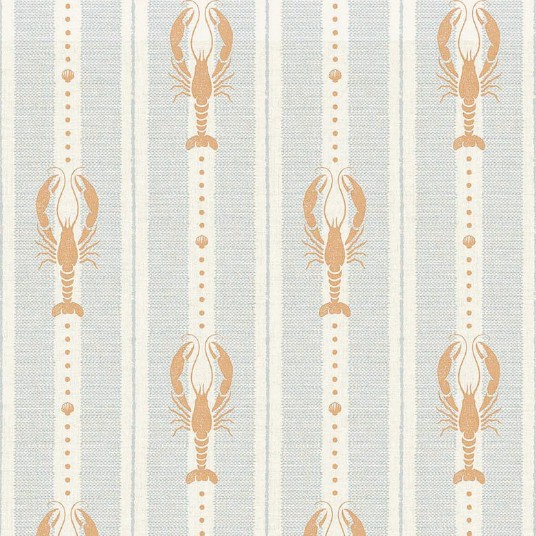 Jersey Lobster Wallpaper in Peach and Mineral Mist
