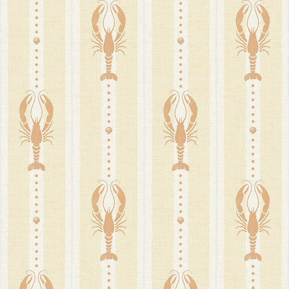 Jersey Lobster Wallpaper in Peach and Soft Ochre