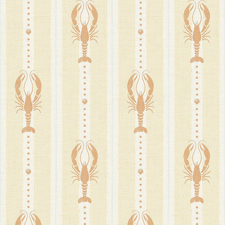 Jersey Lobster Wallpaper in Peach and Soft Ochre