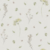 Sweet Meadow Wallpaper in Sage Green on Linen Cream