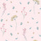 Sweet Meadow Wallpaper in Soft Teal on Pastel Pink