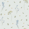 Sweet Meadow Wallpaper in Cornflower Blue and Sage on Mist