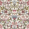 Garden Visitors Wallpaper in Raspberry, Mineral and Olive on Windsor Cream