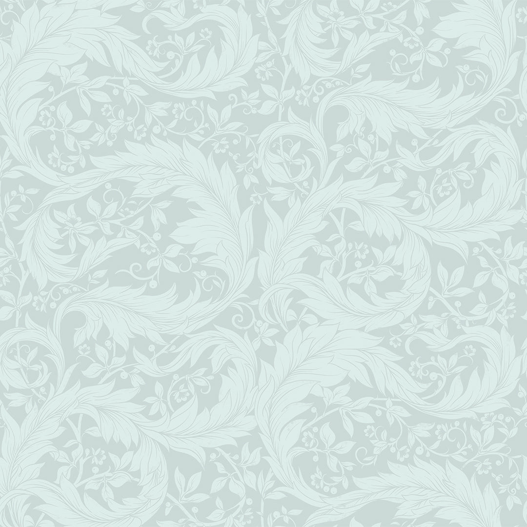 Sample of Enchanted Leaf Wallpaper in Duck Egg