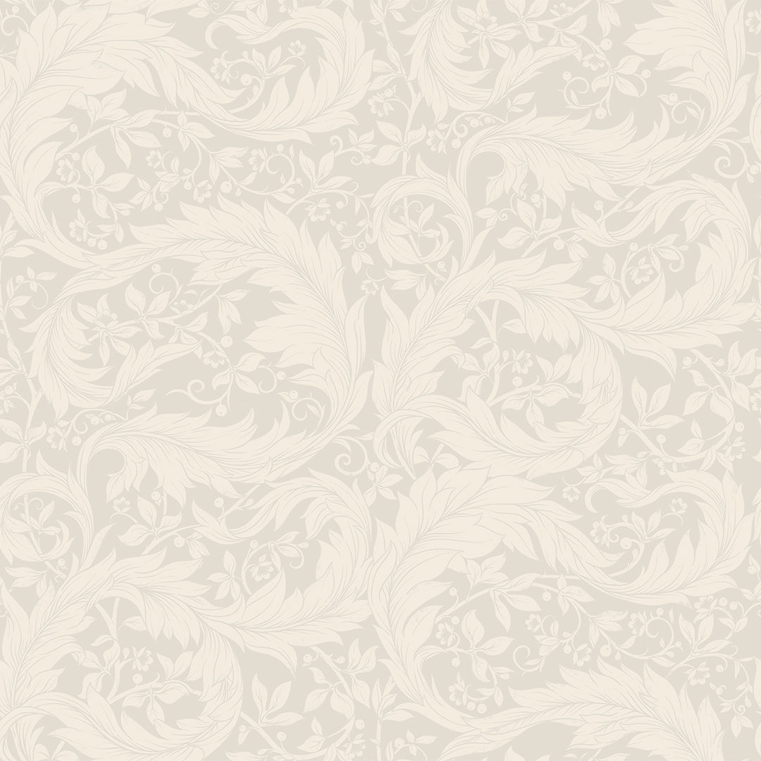 Sample of Enchanted Leaf Wallpaper in Vintage Cream
