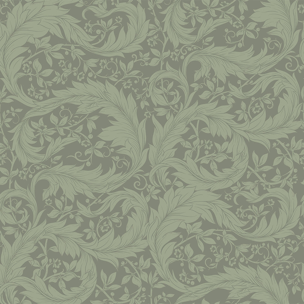 Enchanted Leaf Wallpaper in Bayleaf Green