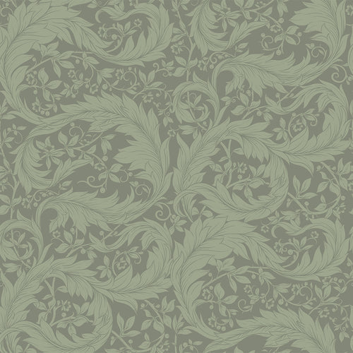Sample of Enchanted Leaf Wallpaper in Bayleaf Green