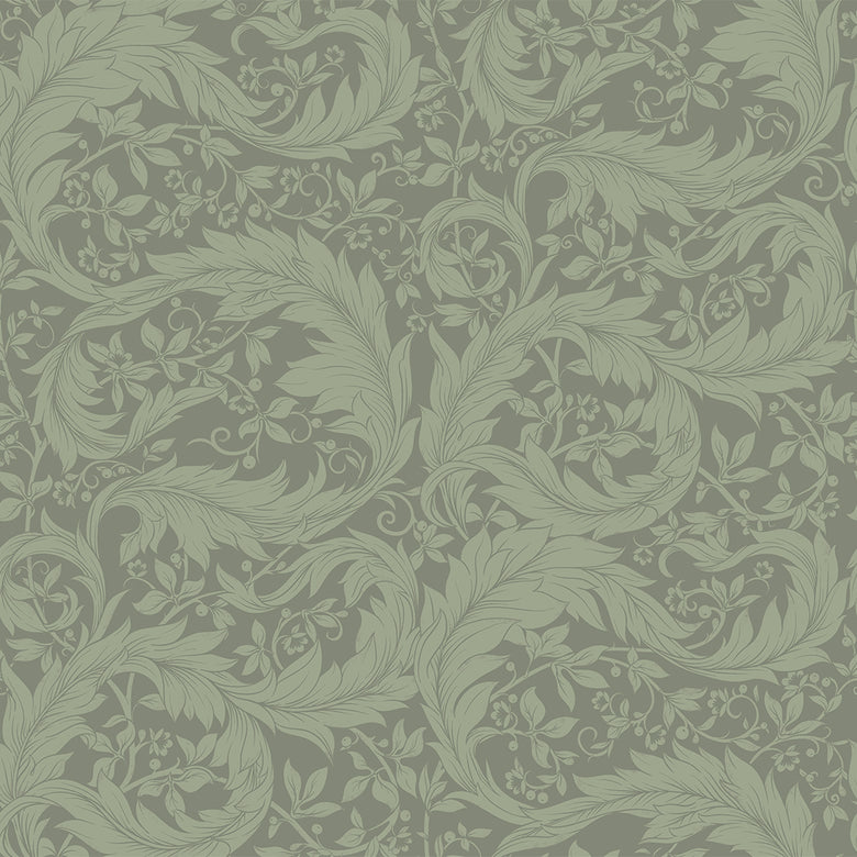 Sample of Enchanted Leaf Wallpaper in Bayleaf Green