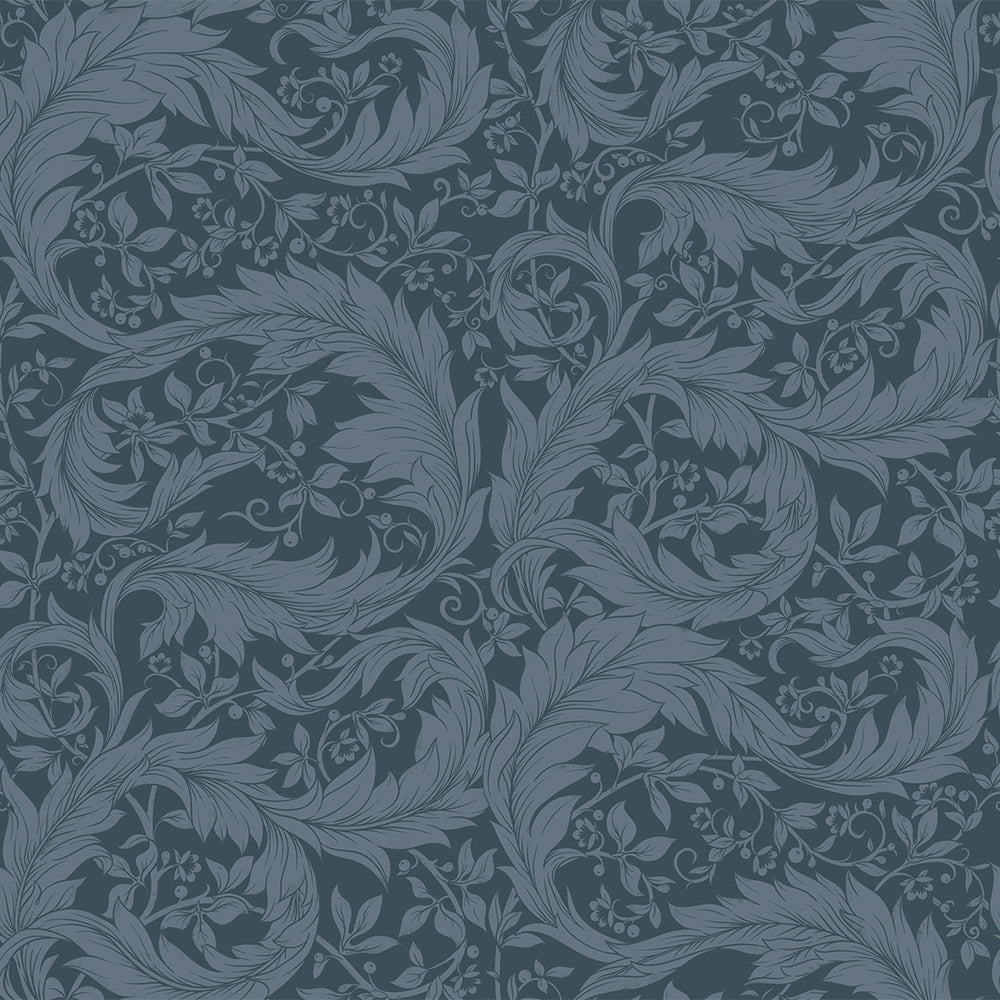 Enchanted Leaf Wallpaper in Rich Navy