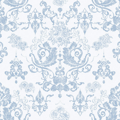 Sample of Bridgerton Damask Wallpaper in Blue