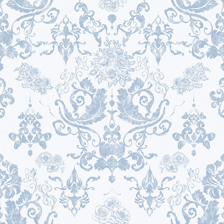 Sample of Bridgerton Damask Wallpaper in Blue