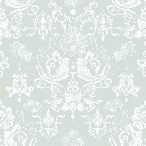 Bridgerton Damask Wallpaper in Soft Mint