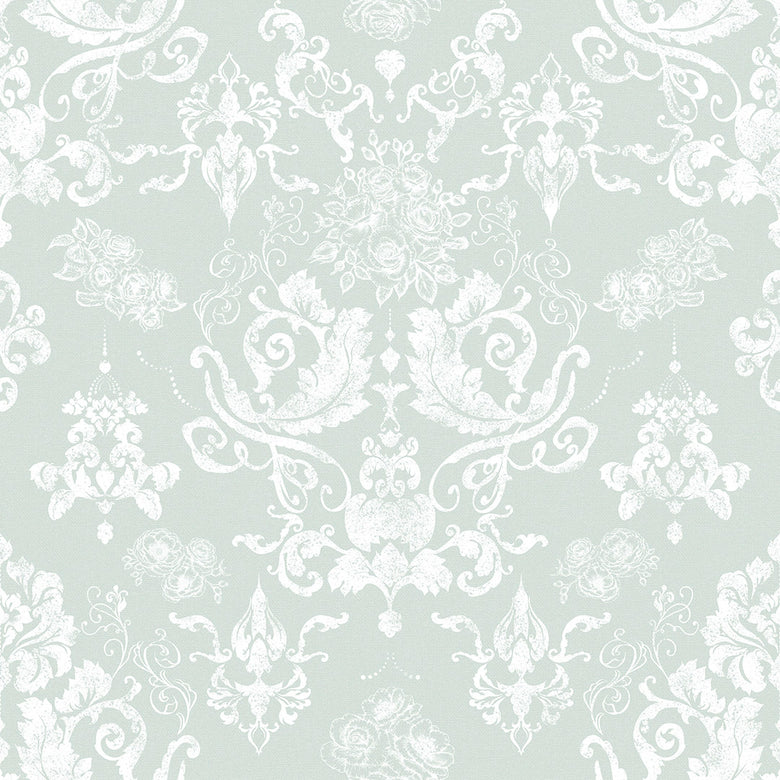 Bridgerton Damask Wallpaper in Soft Mint