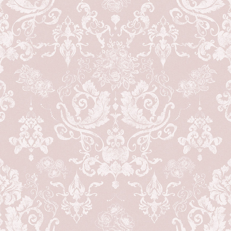 Sample of Bridgerton Damask Wallpaper in French Pink