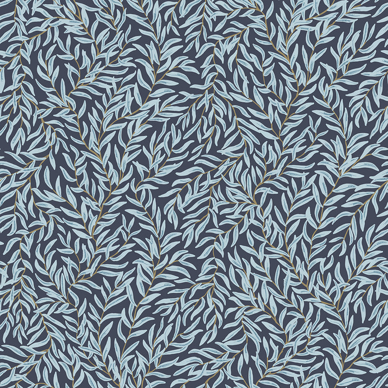 Sample of Whimsical Willow Wallpaper in Egyptian Blue and Sky Blue