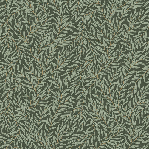 Sample of Whimsical Willow Wallpaper in Bayleaf on Juniper Green