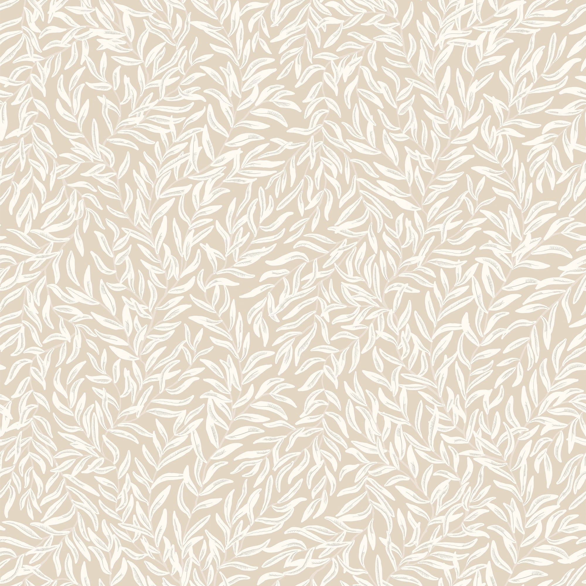Whimsical Willow Wallpaper in Cream on Stone